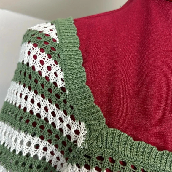 Blue Notes striped, long sleeve cropped, open  knit, top - Picture 3 of 4